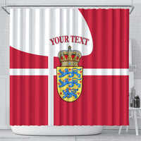 Personalized Denmark Coat Of Arms Shower Curtain Danish Flag Heritage Graphic With Crown Symbolism