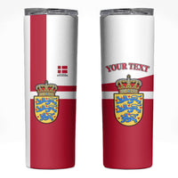 Personalized Denmark Coat Of Arms Skinny Tumbler Danish Flag Heritage Graphic With Crown Symbolism