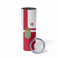 Personalized Denmark Coat Of Arms Skinny Tumbler Danish Flag Heritage Graphic With Crown Symbolism