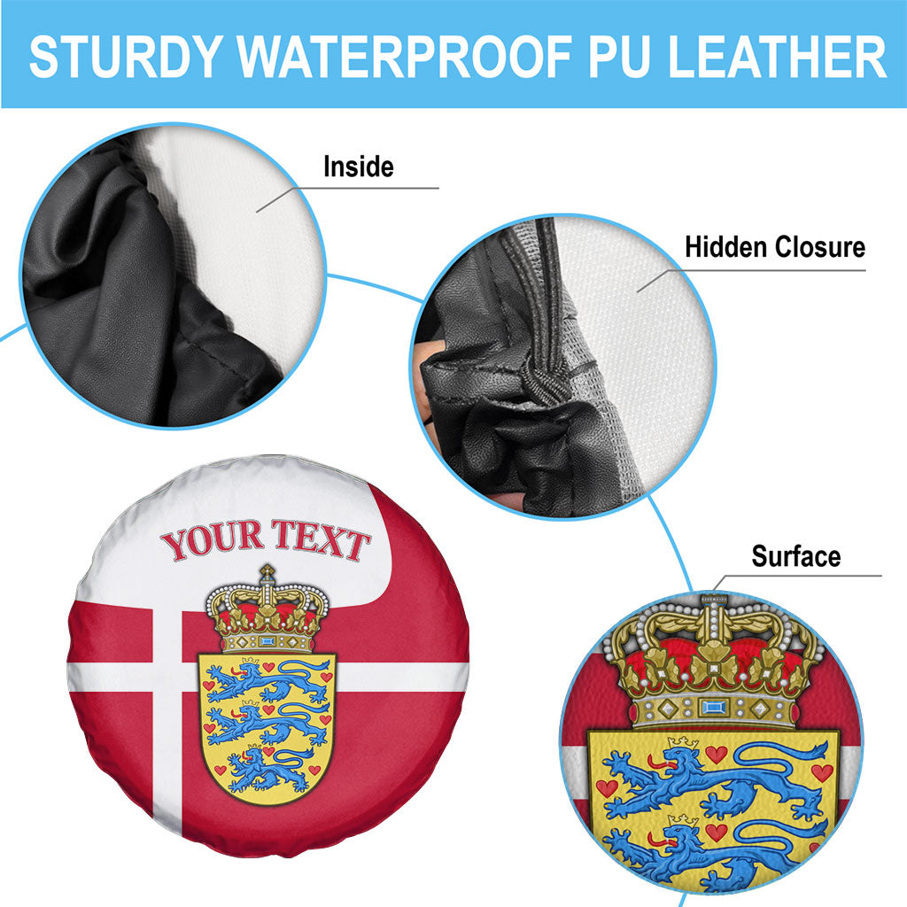 Personalized Denmark Coat Of Arms Spare Tire Cover Danish Flag Heritage Graphic With Crown Symbolism