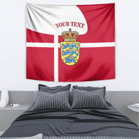 Personalized Denmark Coat Of Arms Tapestry Danish Flag Heritage Graphic With Crown Symbolism