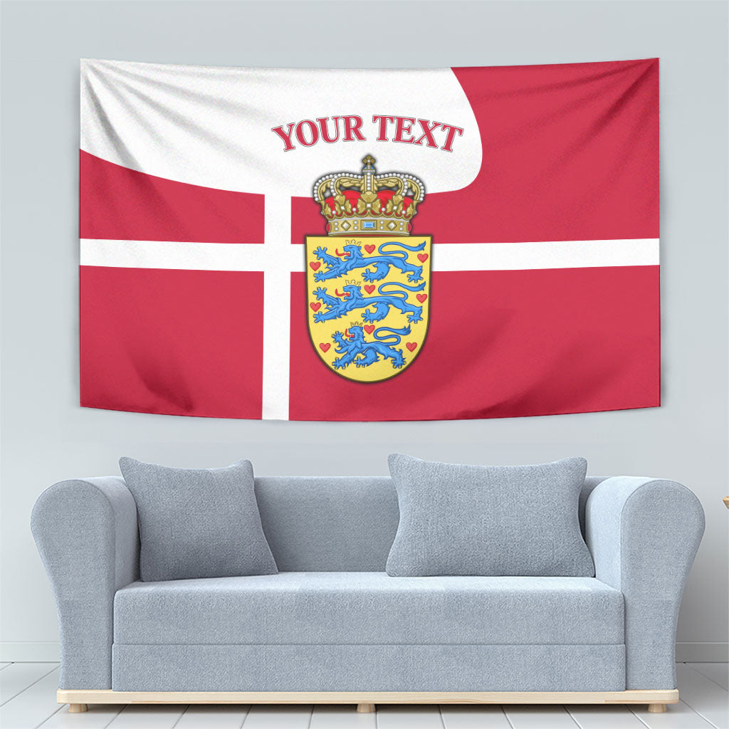Personalized Denmark Coat Of Arms Tapestry Danish Flag Heritage Graphic With Crown Symbolism