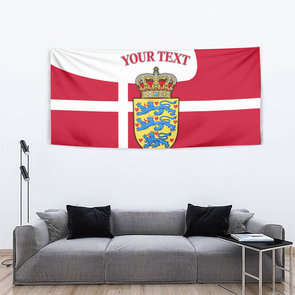 Personalized Denmark Coat Of Arms Tapestry Danish Flag Heritage Graphic With Crown Symbolism