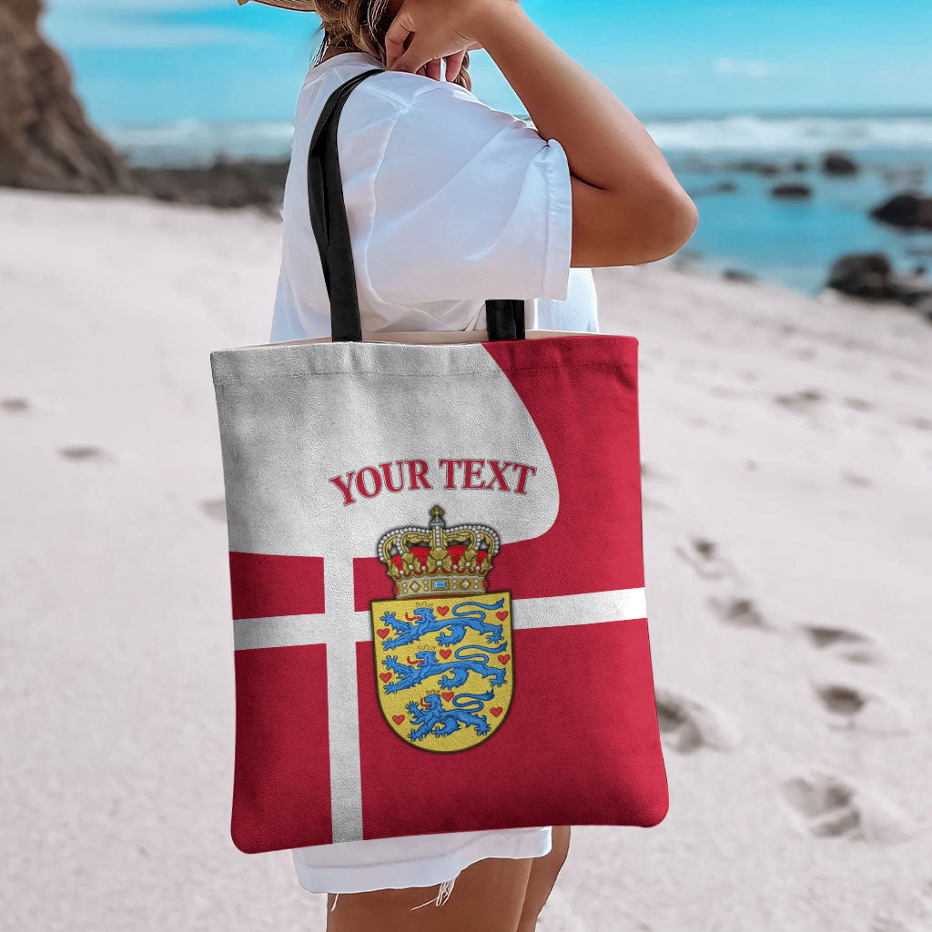 Personalized Denmark Coat Of Arms Tote Bag Danish Flag Heritage Graphic With Crown Symbolism