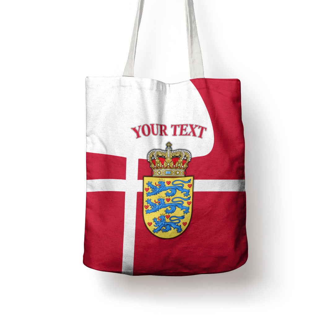Personalized Denmark Coat Of Arms Tote Bag Danish Flag Heritage Graphic With Crown Symbolism