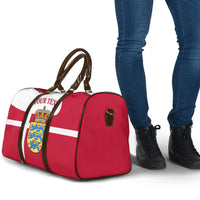 Personalized Denmark Coat Of Arms Travel Bag Danish Flag Heritage Graphic With Crown Symbolism