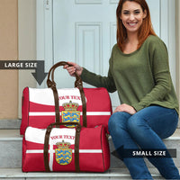 Personalized Denmark Coat Of Arms Travel Bag Danish Flag Heritage Graphic With Crown Symbolism