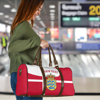 Personalized Denmark Coat Of Arms Travel Bag Danish Flag Heritage Graphic With Crown Symbolism