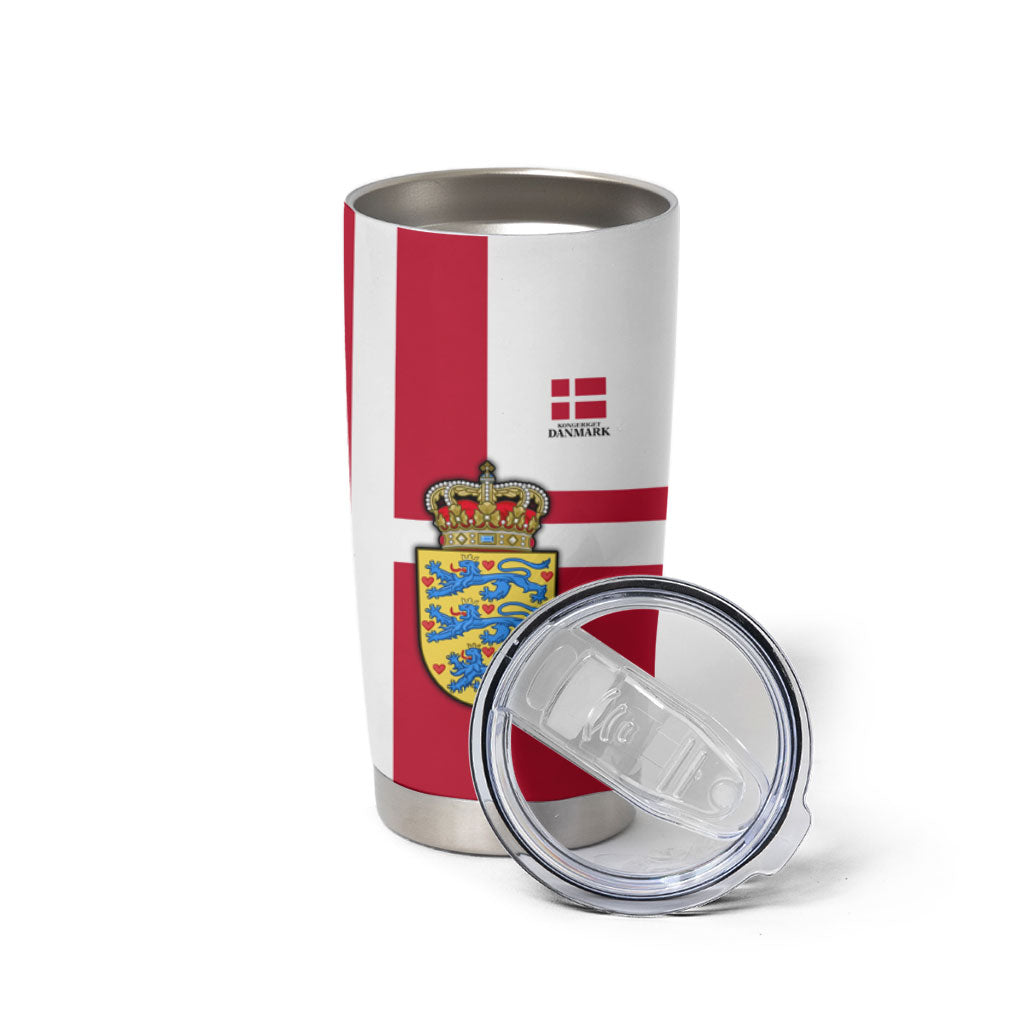 Personalized Denmark Coat Of Arms Tumbler Cup Danish Flag Heritage Graphic With Crown Symbolism