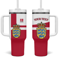 Personalized Denmark Coat Of Arms Tumbler With Handle Danish Flag Heritage Graphic With Crown Symbolism
