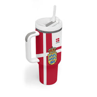 Personalized Denmark Coat Of Arms Tumbler With Handle Danish Flag Heritage Graphic With Crown Symbolism