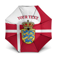 Personalized Denmark Coat Of Arms Umbrella Danish Flag Heritage Graphic With Crown Symbolism