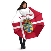 Personalized Denmark Coat Of Arms Umbrella Danish Flag Heritage Graphic With Crown Symbolism