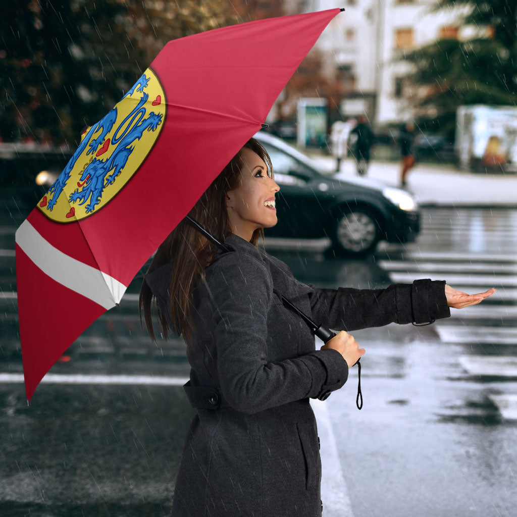 Personalized Denmark Coat Of Arms Umbrella Danish Flag Heritage Graphic With Crown Symbolism