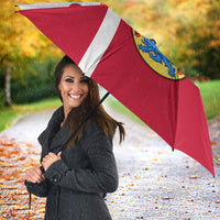 Personalized Denmark Coat Of Arms Umbrella Danish Flag Heritage Graphic With Crown Symbolism