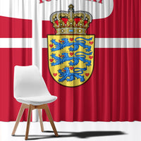 Personalized Denmark Coat Of Arms Window Curtain Danish Flag Heritage Graphic With Crown Symbolism