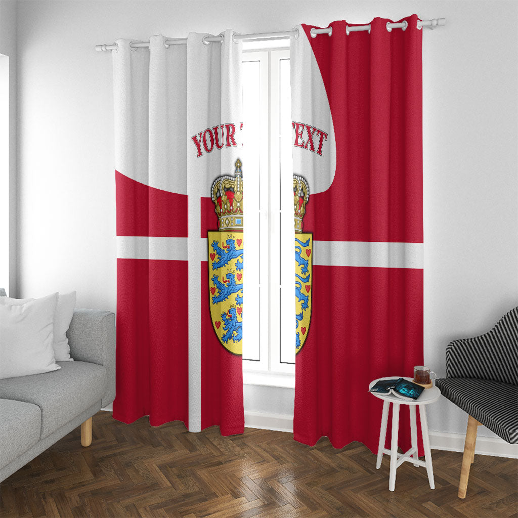 Personalized Denmark Coat Of Arms Window Curtain Danish Flag Heritage Graphic With Crown Symbolism