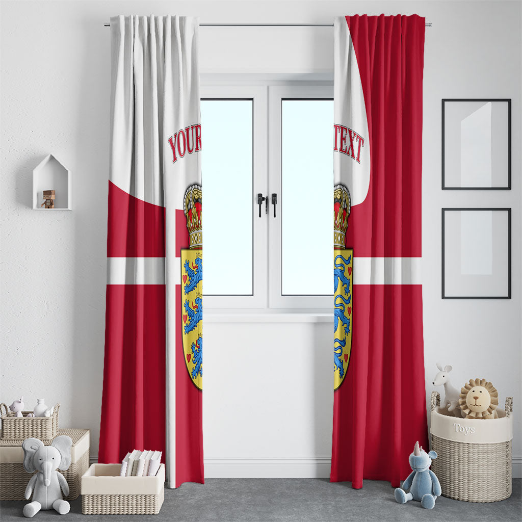 Personalized Denmark Coat Of Arms Window Curtain Danish Flag Heritage Graphic With Crown Symbolism