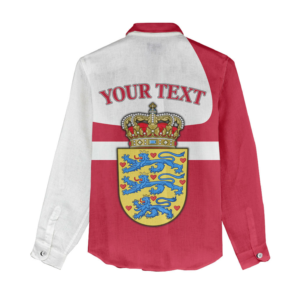 Personalized Denmark Coat Of Arms Women Casual Shirt Danish Flag Heritage Graphic With Crown Symbolism