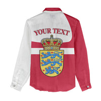 Personalized Denmark Coat Of Arms Women Casual Shirt Danish Flag Heritage Graphic With Crown Symbolism