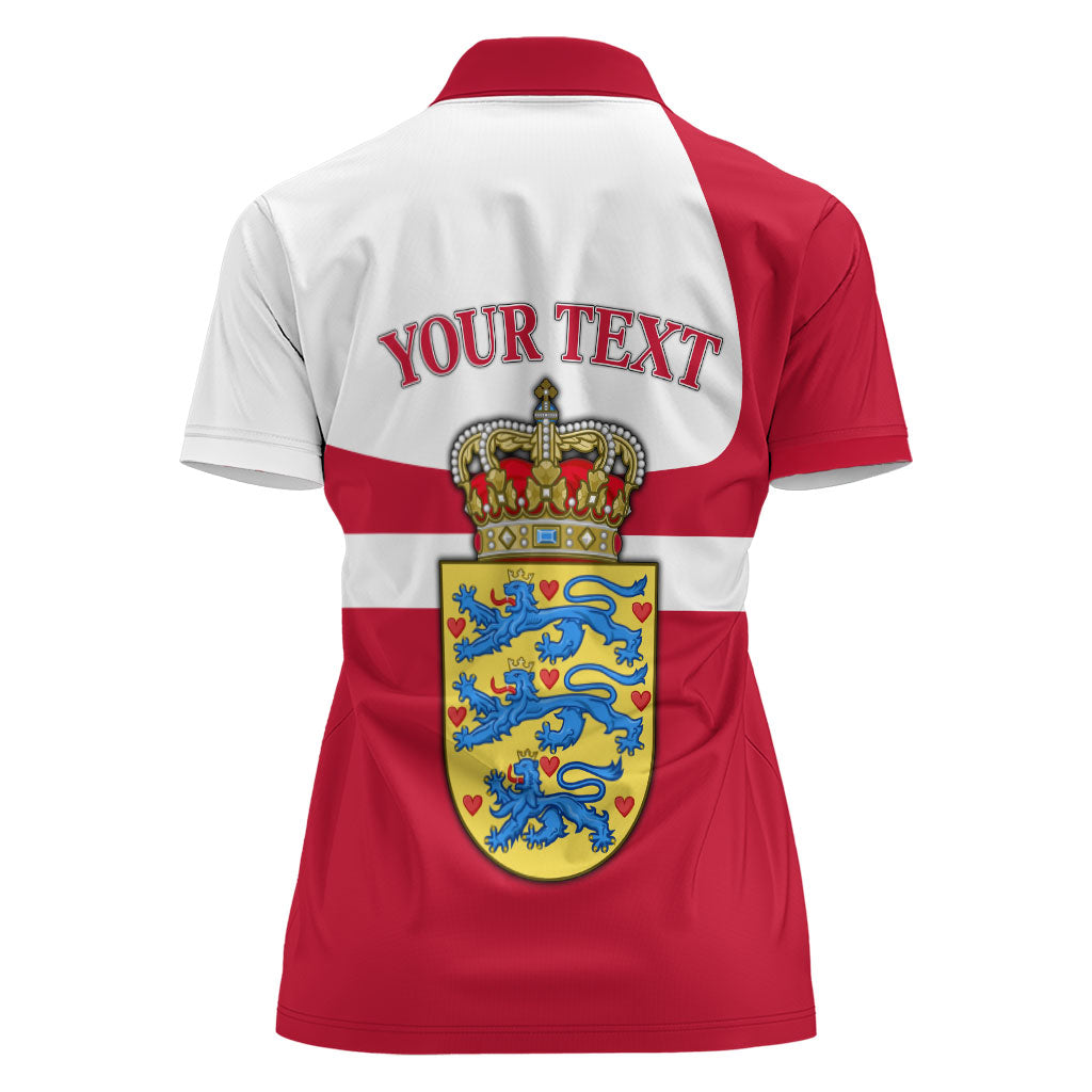 Personalized Denmark Coat Of Arms Women Polo Shirt Danish Flag Heritage Graphic With Crown Symbolism