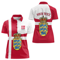 Personalized Denmark Coat Of Arms Women Polo Shirt Danish Flag Heritage Graphic With Crown Symbolism
