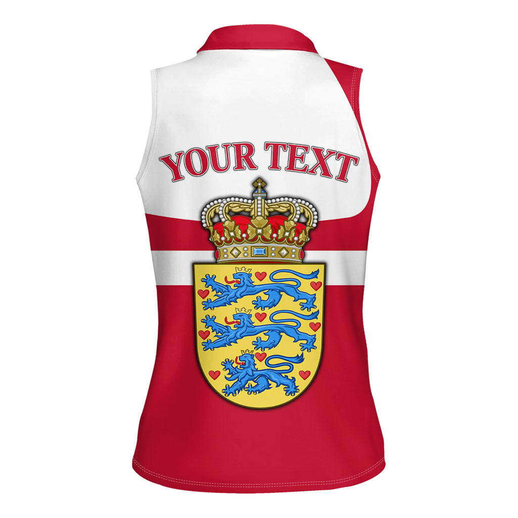 Personalized Denmark Coat Of Arms Women Sleeveless Polo Shirt Danish Flag Heritage Graphic With Crown Symbolism