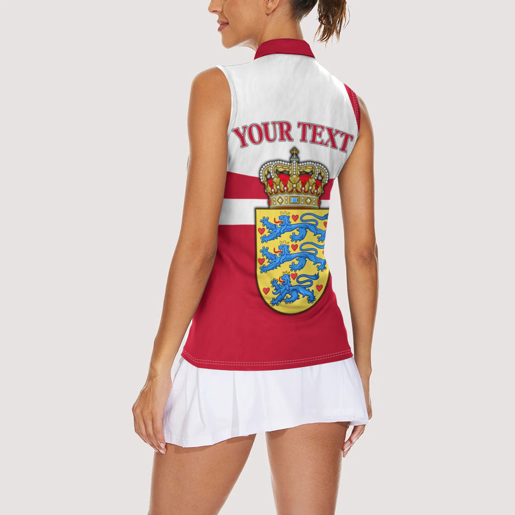 Personalized Denmark Coat Of Arms Women Sleeveless Polo Shirt Danish Flag Heritage Graphic With Crown Symbolism
