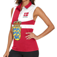 Personalized Denmark Coat Of Arms Women Sleeveless Polo Shirt Danish Flag Heritage Graphic With Crown Symbolism