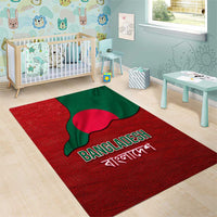 Bangladesh Area Rug with National Flag Design and Bengali Script