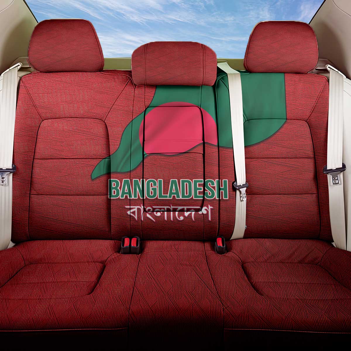 Bangladesh Back Car Seat Cover with National Flag Design and Bengali Script
