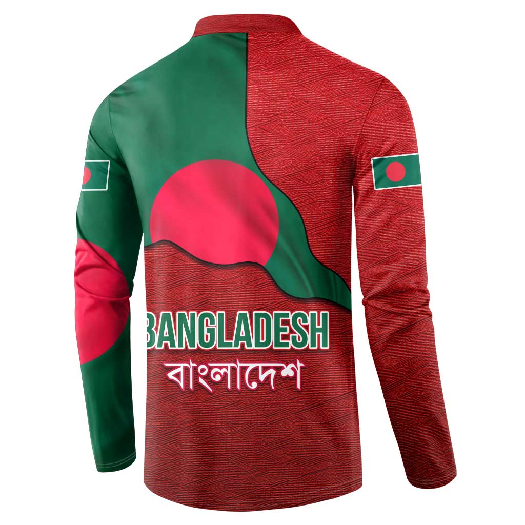 Bangladesh Button Sweatshirt with National Flag Design and Bengali Script