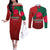 Bangladesh Couples Matching Off The Shoulder Long Sleeve Dress and Long Sleeve Button Shirt with National Flag Design and Bengali Script