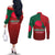 Bangladesh Couples Matching Off The Shoulder Long Sleeve Dress and Long Sleeve Button Shirt with National Flag Design and Bengali Script