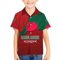 Bangladesh Family Matching Off Shoulder Maxi Dress and Hawaiian Shirt with National Flag Design and Bengali Script