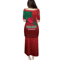 Bangladesh Family Matching Puletasi and Hawaiian Shirt with National Flag Design and Bengali Script