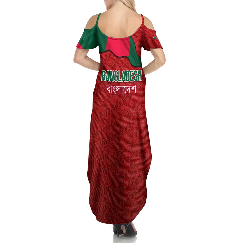 Bangladesh Family Matching Summer Maxi Dress and Hawaiian Shirt with National Flag Design and Bengali Script