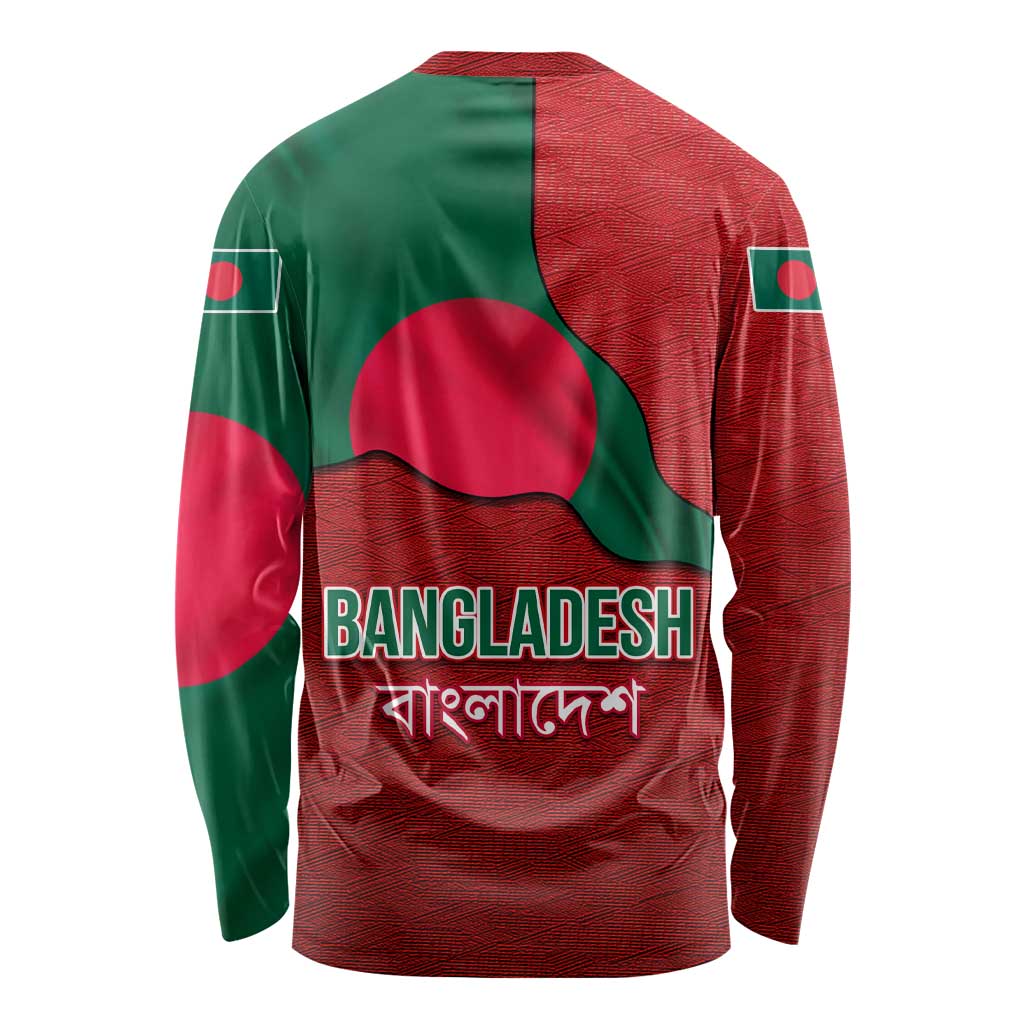 Bangladesh Long Sleeve Shirt with National Flag Design and Bengali Script
