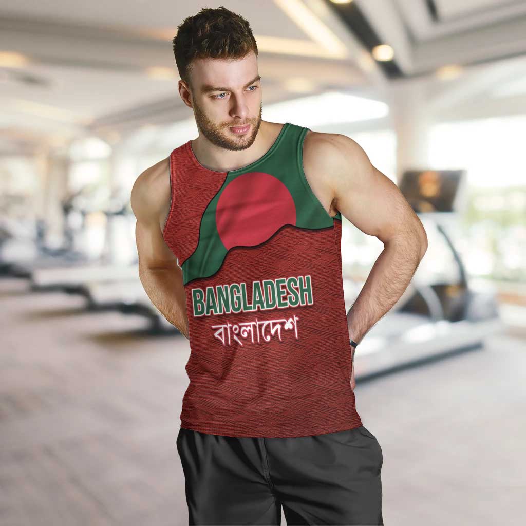 Bangladesh Men Tank Top with National Flag Design and Bengali Script