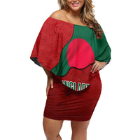Bangladesh Off Shoulder Short Dress with National Flag Design and Bengali Script
