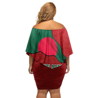 Bangladesh Off Shoulder Short Dress with National Flag Design and Bengali Script