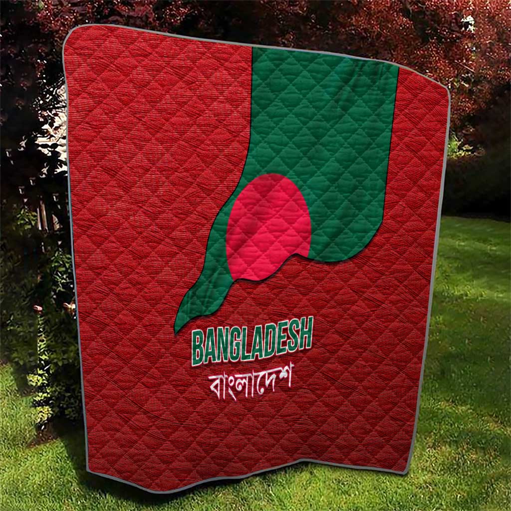 Bangladesh Quilt with National Flag Design and Bengali Script