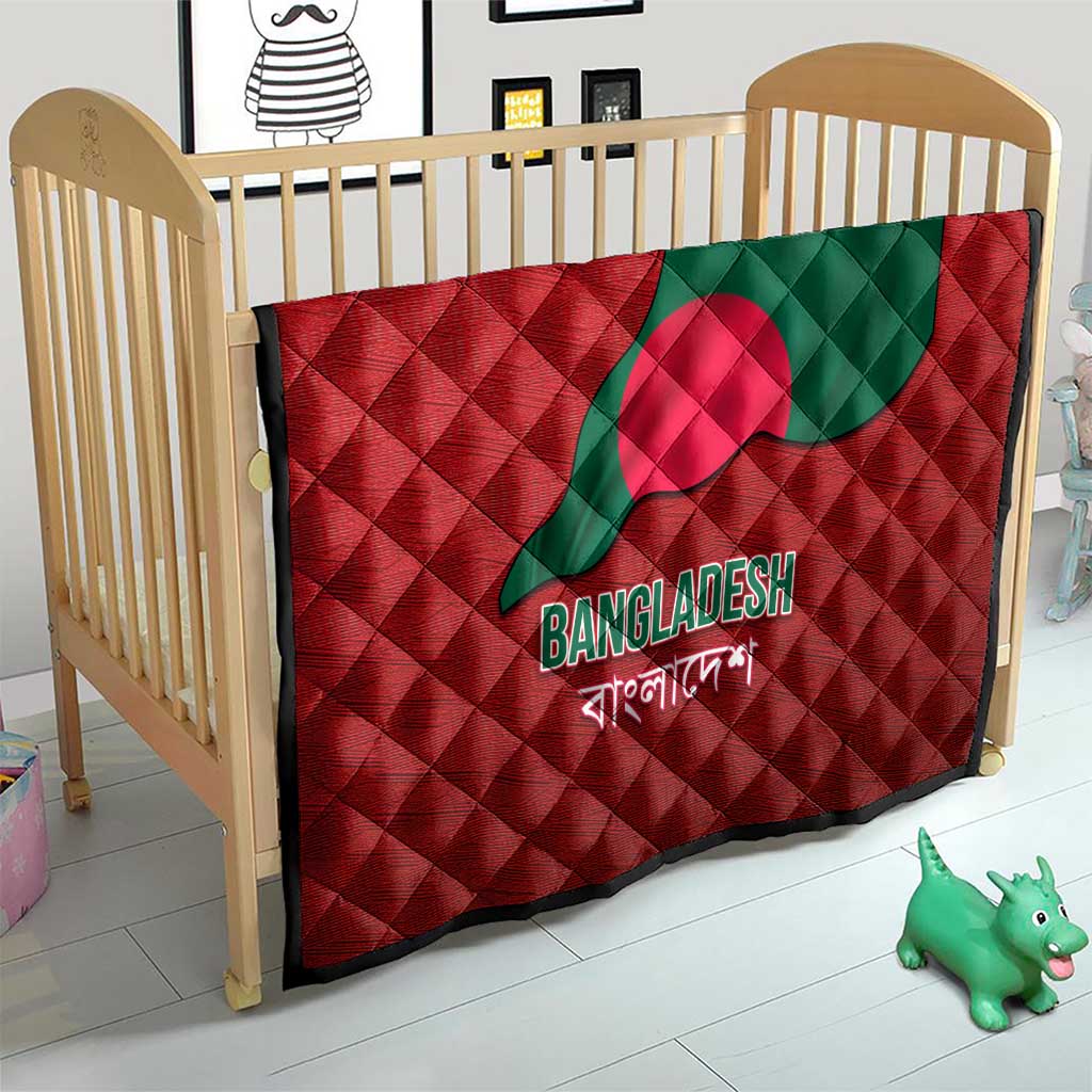 Bangladesh Quilt with National Flag Design and Bengali Script