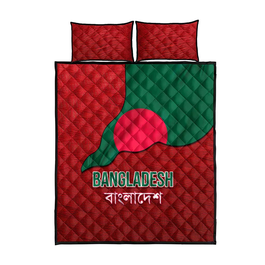Bangladesh Quilt Bed Set with National Flag Design and Bengali Script