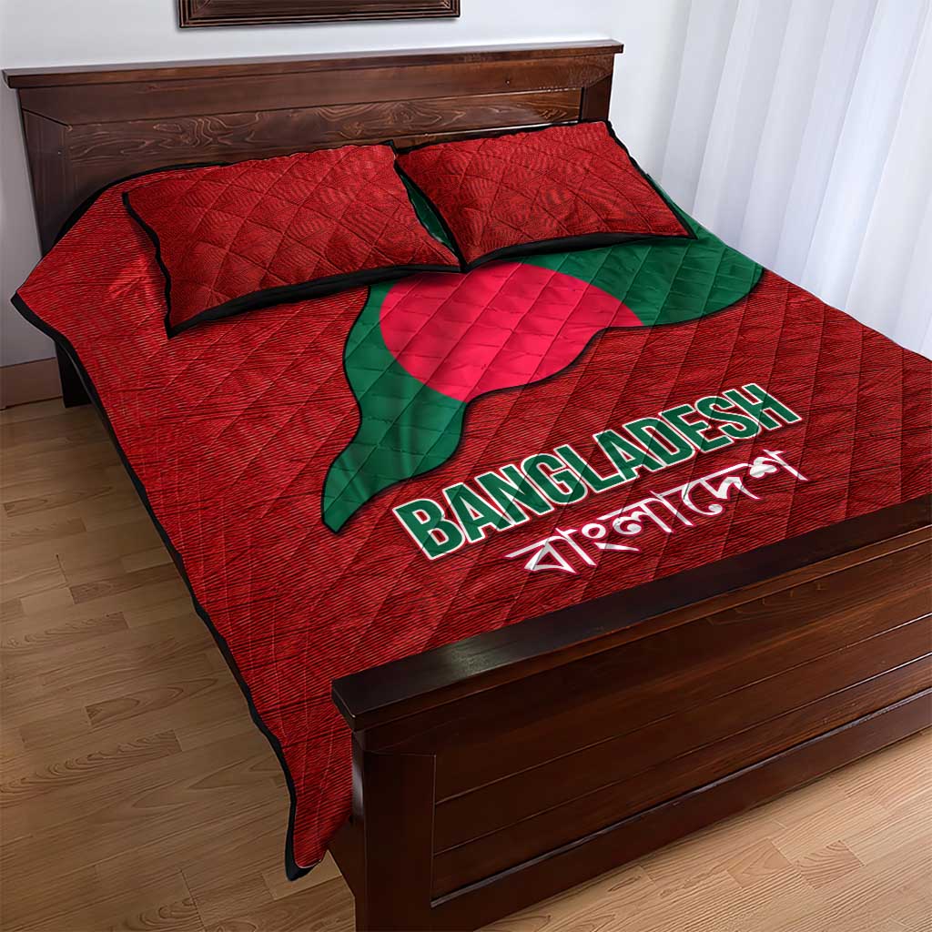 Bangladesh Quilt Bed Set with National Flag Design and Bengali Script