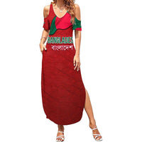 Bangladesh Summer Maxi Dress with National Flag Design and Bengali Script