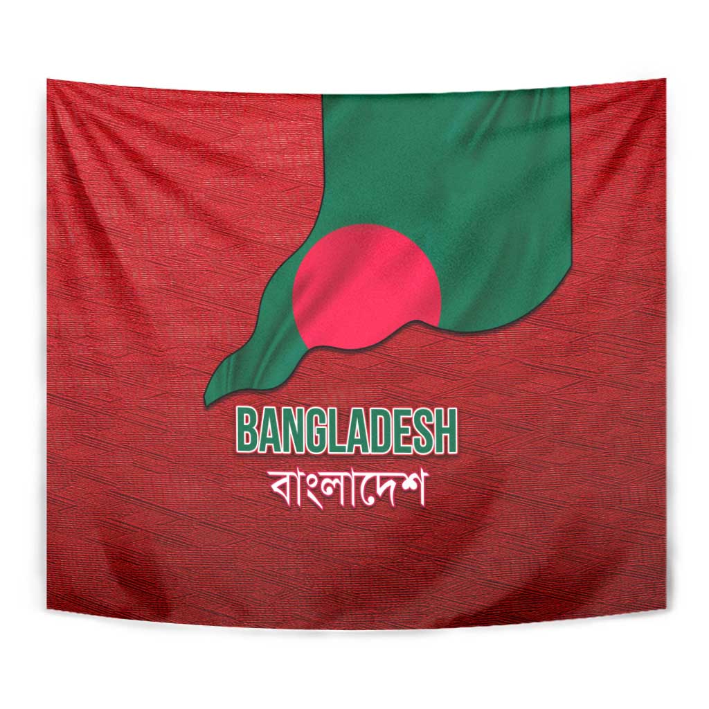 Bangladesh Tapestry with National Flag Design and Bengali Script