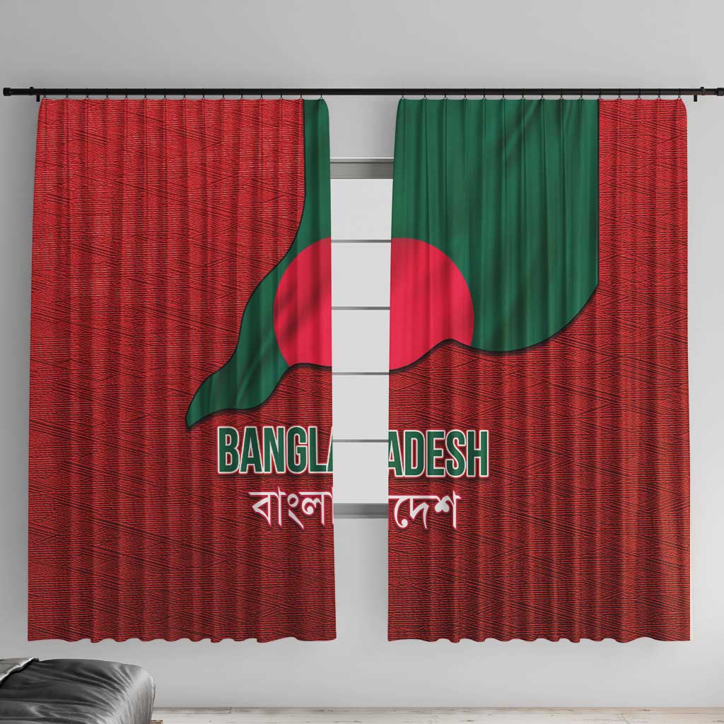 Bangladesh Window Curtain with National Flag Design and Bengali Script