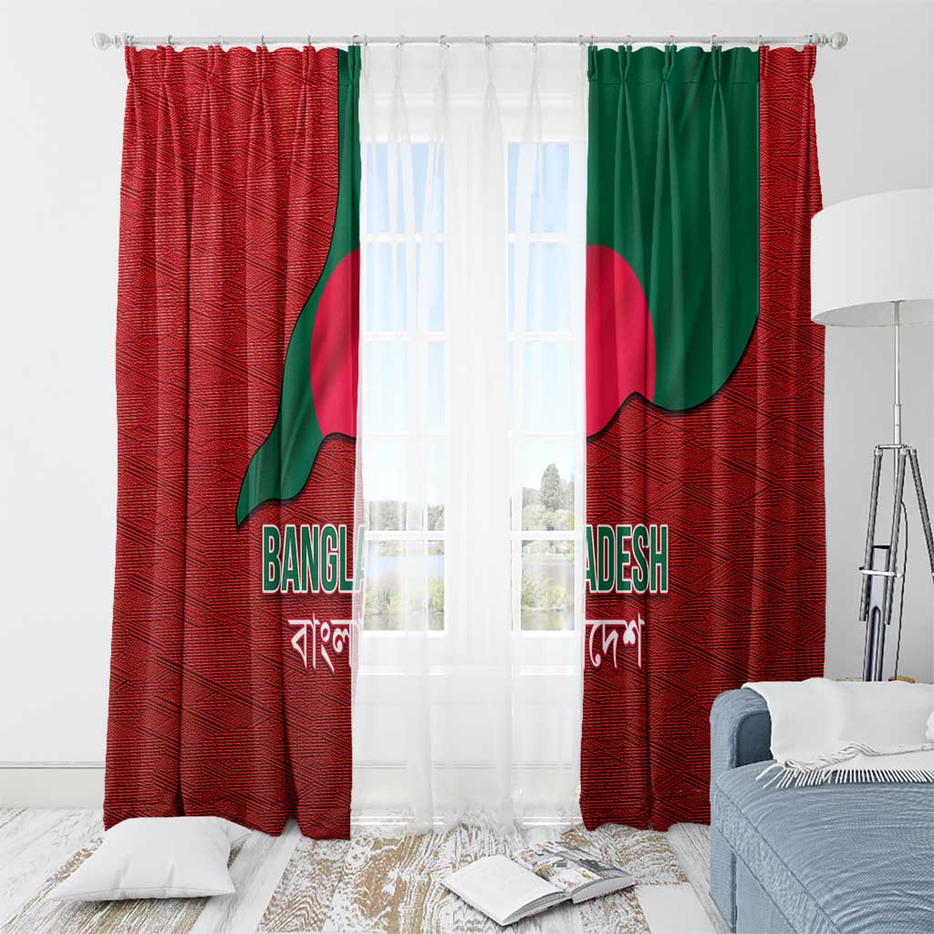 Bangladesh Window Curtain with National Flag Design and Bengali Script