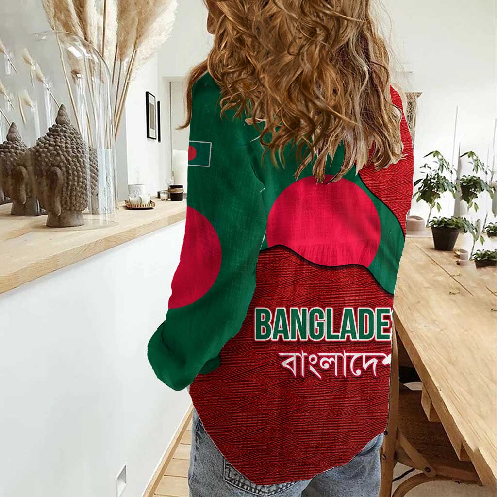 Bangladesh Women Casual Shirt with National Flag Design and Bengali Script